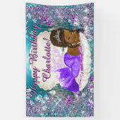 Afro-Amerikaanse zeemeermin verjaardagsfeestje ban Spandoek (Verticaal)