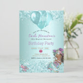 Afro-Amerikaanse Zeemeermin Verjaardagsfeestuitnod Kaart (Staand voorkant)