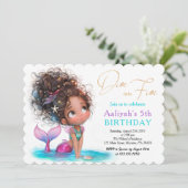 Afro-Amerikaanse zeemeermin vijfde verjaardag Kaart (Staand voorkant)