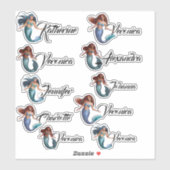 Afro-Amerikaanse zeemeermin Vinyl Naam Stickers (Vel)