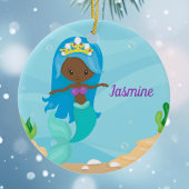 Afro-Amerikaanse Zeemeerminnaar Cute Custom Kinder Keramisch Ornament