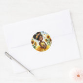Afro-Amerikaanse zonnebloem meisje met teddybeer Ronde Sticker (Envelop)