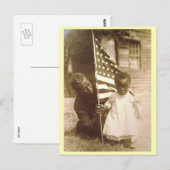 Afro-Amerikaanse zoon en moeder, Amerikaanse vlag  Briefkaart (Voorkant / Achterkant)