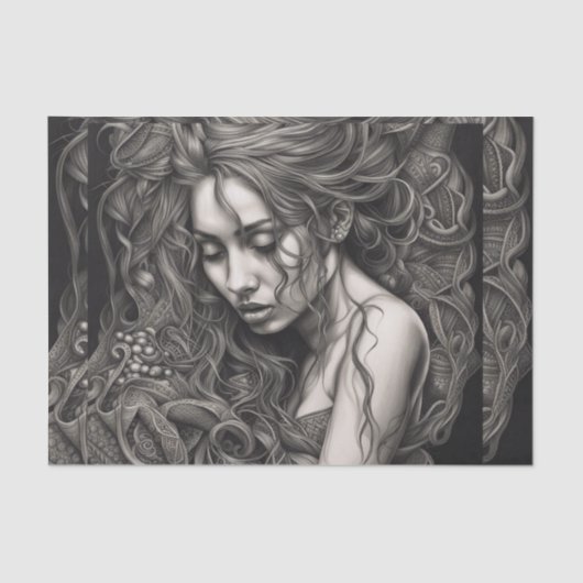 Afro-Amerikaanse zwart-witte vrouw decoupage Tissuepapier (Voorkant)