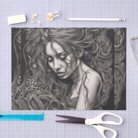 Afro-Amerikaanse zwart-witte vrouw decoupage Tissuepapier (Craft)