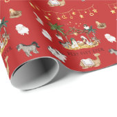 Afro-Amerikaanse zwarte Geboorte Kerstmis Cadeaupapier (Rol Hoek)