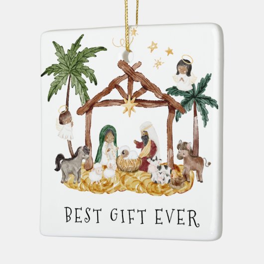 Afro-Amerikaanse zwarte Geboorte Kerstmis Keramisch Ornament (Links)