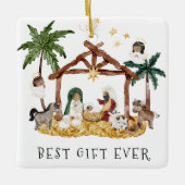 Afro-Amerikaanse zwarte Geboorte Kerstmis Keramisch Ornament (Voorkant)