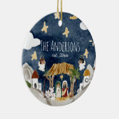 Afro-Amerikaanse zwarte Geboorte Kerstmis Keramisch Ornament (Rechts)