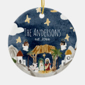 Afro-Amerikaanse zwarte Geboorte Kerstmis Keramisch Ornament (Voorkant)