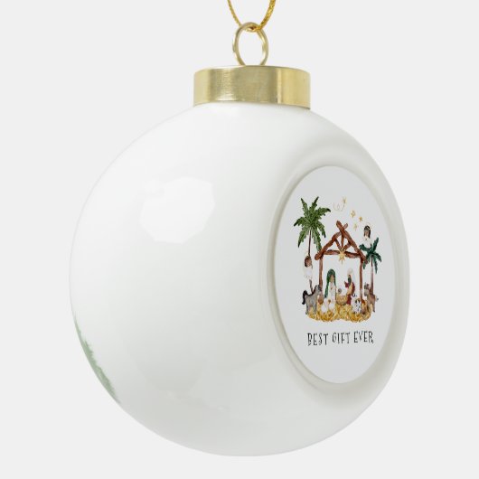 Afro-Amerikaanse zwarte Geboorte Kerstmis Keramische Bal Ornament (Links)