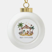 Afro-Amerikaanse zwarte Geboorte Kerstmis Keramische Bal Ornament (Voorkant)