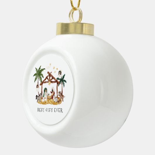 Afro-Amerikaanse zwarte Geboorte Kerstmis Keramische Bal Ornament (Rechts)
