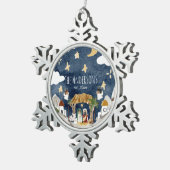 Afro-Amerikaanse zwarte Geboorte Kerstmis Tin Sneeuwvlok Ornament (Rechts)