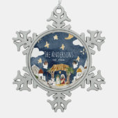 Afro-Amerikaanse zwarte Geboorte Kerstmis Tin Sneeuwvlok Ornament (Voorkant)