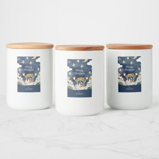 Afro-Amerikaanse zwarte Geboorte Kerstmis Voedselcontainer Etiket (Flessen)