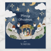 Afro-Amerikaanse zwarte Geboorte Kerstmis Wijn Etiket (Enkel label)