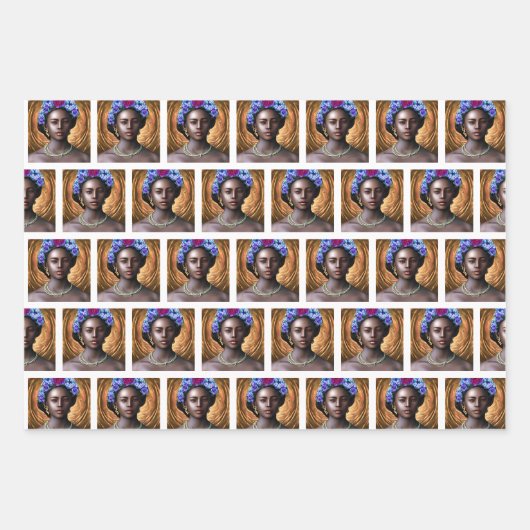 Afro-Amerikaanse zwarte godinnen Verjaardag Inpakpapier Vel (Voorkant 3)