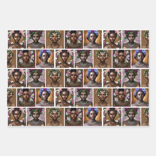 Afro-Amerikaanse zwarte godinnen Verjaardag Inpakpapier Vel (Voorkant)