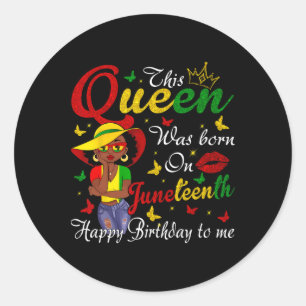 Afro-Amerikaanse Zwarte Koningin Happy Birthday Ju Ronde Sticker