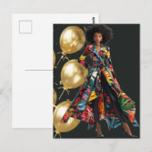 Afro-Amerikaanse Zwarte Koningin Melanin Sista Win Briefkaart (Voorkant / Achterkant)