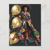 Afro-Amerikaanse Zwarte Koningin Melanin Sista Win Briefkaart (Voorkant)