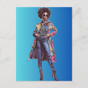 Afro-Amerikaanse Zwarte Koningin Melanin Sista Win Briefkaart