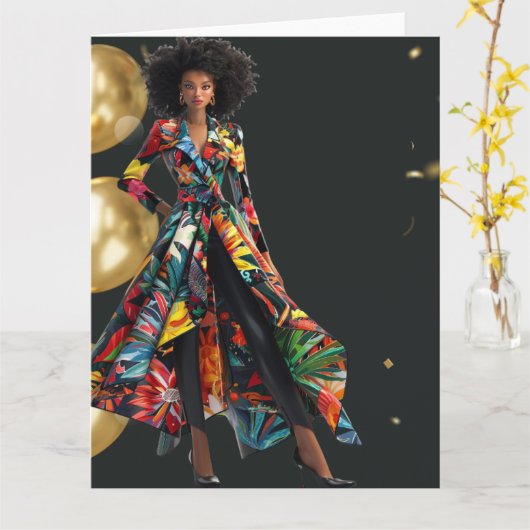 Afro-Amerikaanse Zwarte Koningin Melanin Sista Win Kaart (Gele Bloem)