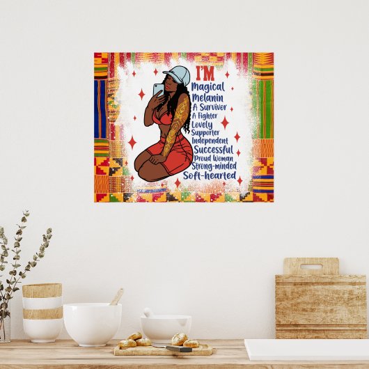 Afro-Amerikaanse Zwarte Koningin Melanin Sista Win Poster (Keuken)