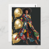 Afro-Amerikaanse Zwarte Koningin Melanine Sista Wi Briefkaart (Voorkant / Achterkant)