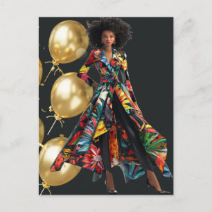 Afro-Amerikaanse Zwarte Koningin Melanine Sista Wi Briefkaart