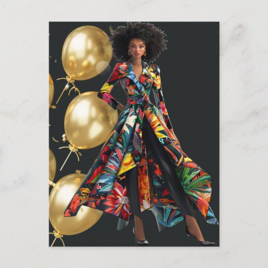 Afro-Amerikaanse Zwarte Koningin Melanine Sista Wi Briefkaart (Voorkant)