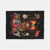 Afro-Amerikaanse zwarte vrouw vrolijke kerst Pajam Fleece Deken (Voorkant (Horizontaal))