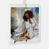 Afro Angel en Baby Jesus Kerstversieringen Keramisch Ornament (Rechts)