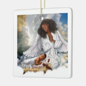 Afro Angel en Baby Jesus Kerstversieringen Keramisch Ornament (Links)