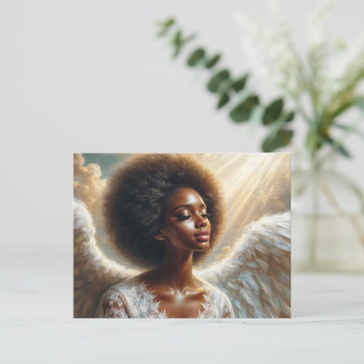 Afro Angel - Ethereal Black Woman Briefkaart (Staand voorkant)