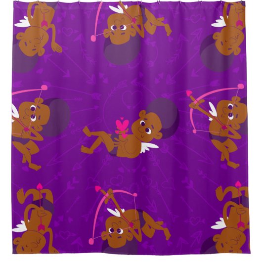 Afro Angel Zwarte Cupido Afrikaanse Cherub valenti Douchegordijn (Voorkant)