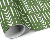 Afro Arrow Mud Cloth Design Green Cadeaupapier (Rol Hoek)