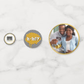 Afro Baby Boy 90's Hop Retro Baby shower Foto Confetti (Achterkanten)