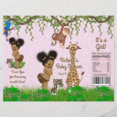 Afro Baby Girl Safari Baby shower Chip Bag Wrapper Flyer (Voorkant)
