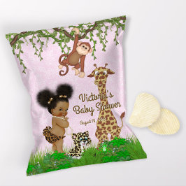 Afro Baby Girl Safari Baby shower Chip Bag Wrapper Flyer