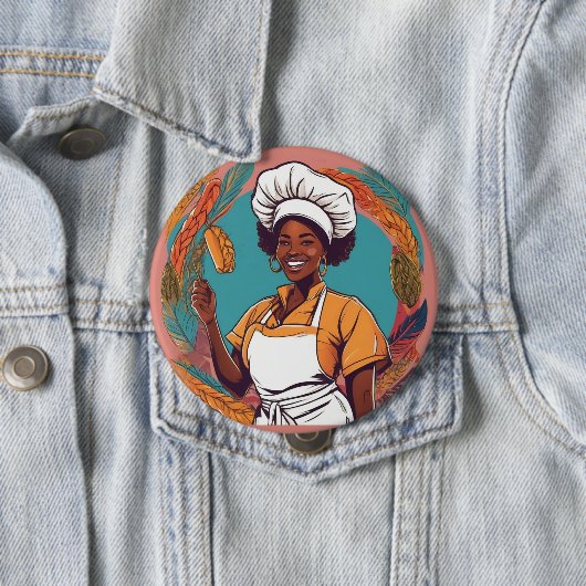 Afro badge ronde button 4,0 cm (In situ)