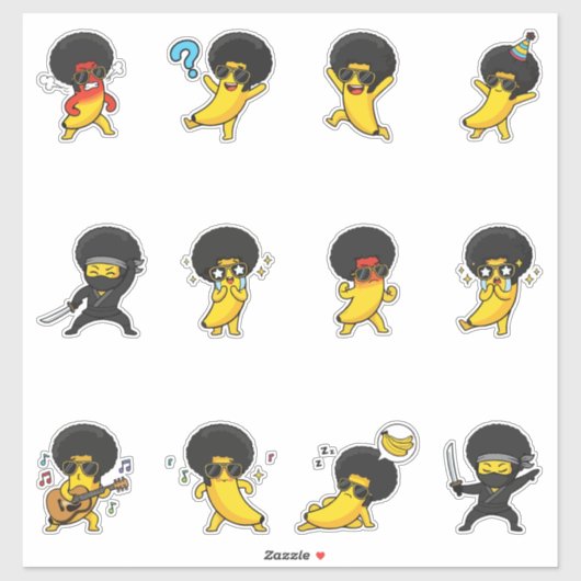 Afro Banaan Retro Emoji Sticker Pack (Vel)