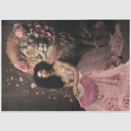 Afro Beauty Floral en Lion feminine Portret Tissuepapier