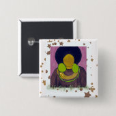 Afro Beauty vieren Vierkante Button 5,1 Cm (Voorkant /achterkant)