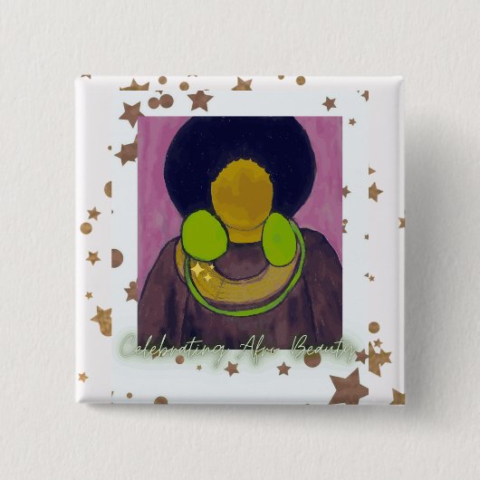 Afro Beauty vieren Vierkante Button 5,1 Cm (Voorkant)