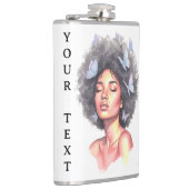 Afro Beauty with Butterflies – Watercolor Portrait Heupfles (Rechts)