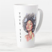 Afro Beauty with Butterflies – Watercolor Portrait Latte Mok (Rechterhoek)