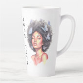 Afro Beauty with Butterflies – Watercolor Portrait Latte Mok (Rechts)