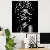 Afro Beauty Woman Portret (AI + Human) Poster (Thuiskantoor)